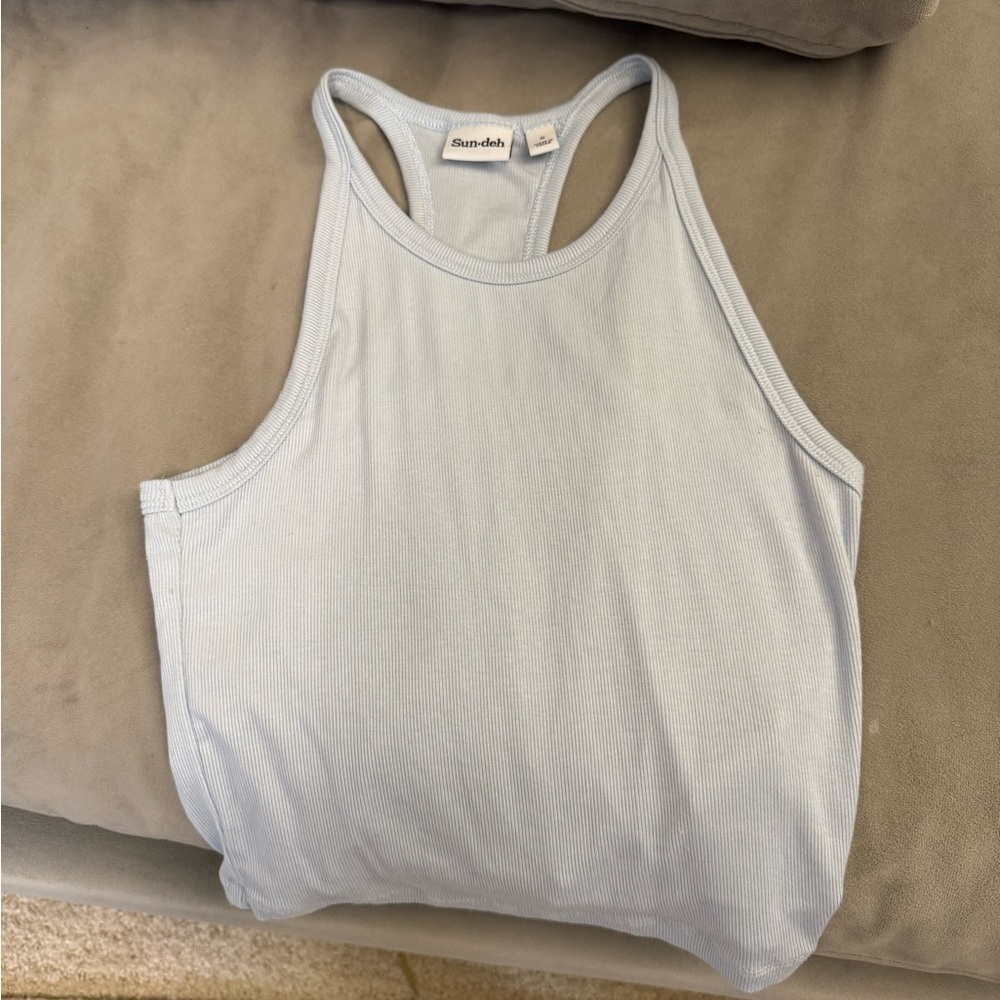 Sunday Best Aritzia Racerback Ribbed Cropped Honor Tank Top in Light Blue size S